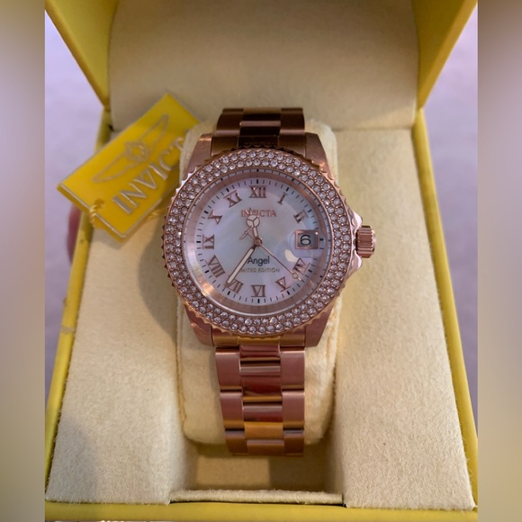 Invicta Women's 24615 Angel Quartz Mother Of Pearl Watch Limited Edition - New! - Picture 2 of 4